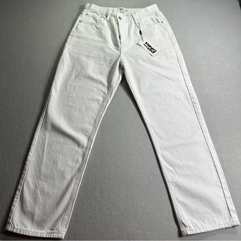 Princess Polly Womens 8 Holly Asymmetric Straight Leg White‎ Denim Jeans NWT